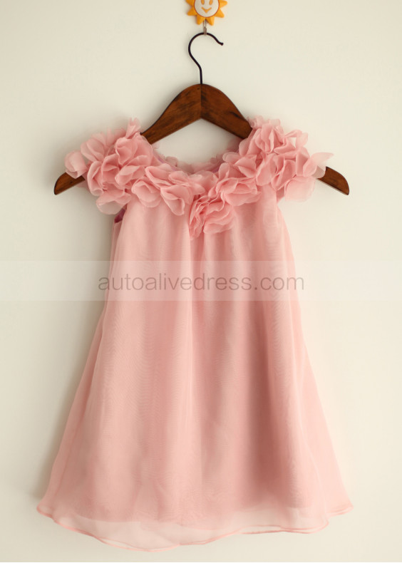 Cap Sleeves Dusty Pink Chiffon Gorgeous Flower Girl Dress